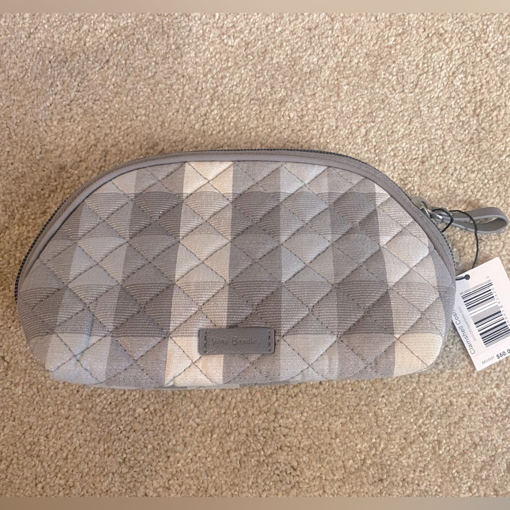 Vera Bradley NWT Clamshell Cosmetic Neutral Buffalo Check